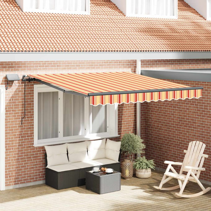 vidaXL - Uitschuifbare - luifel - Geel - en - Oranje - 350 - x - 250 - cm