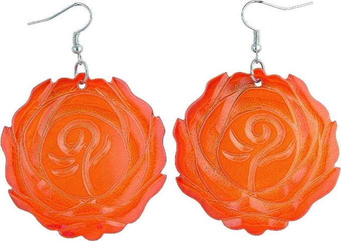 Behave Oorbel hanger 5cm lengte bewerkt met een bloemvormige schelp - roos