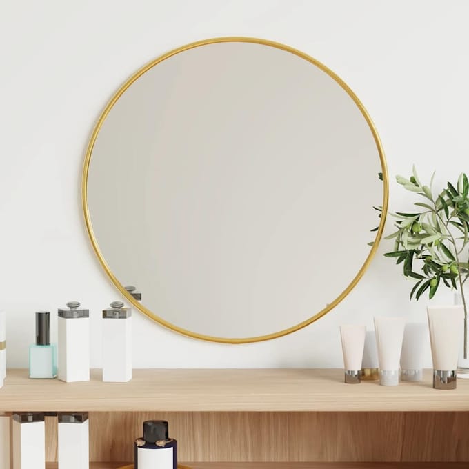 vidaXL - Wandspiegel - rond - Ø40 - cm - goudkleurig