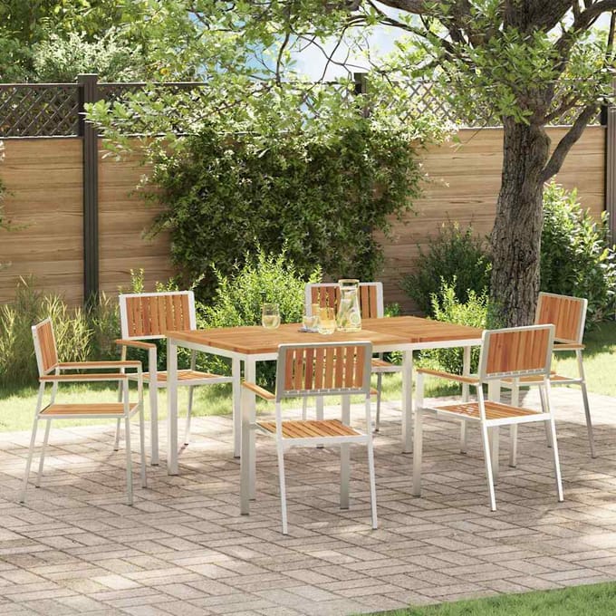 vidaXL Buiten Eettafel Set 7 pcs Bruin Massief Acacia Hout