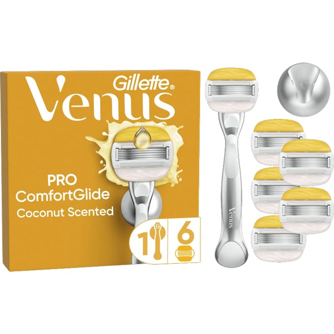Gillette Venus Pro ComfortGlide Coconut Scheermesjes Voor Vrouwen - Handvat + 6 Scheermesjes + Douchehouder