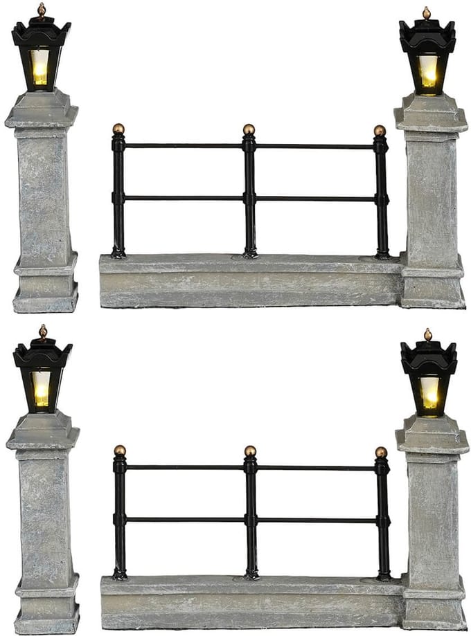 Luville - Fence Grey Lighted - Set van 4