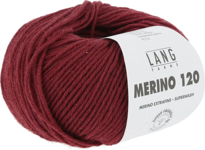 Lang Yarns Merino 120 - 562 donkerrood mix - Merinowol Garen
