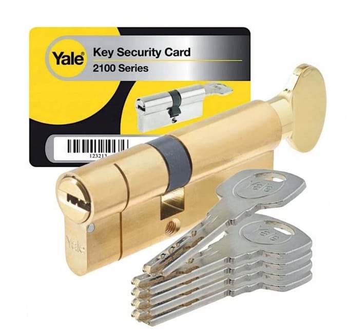 Yale Deurcilinder 50/30mm Messing met Knop - CERTIFICAAT 6D
