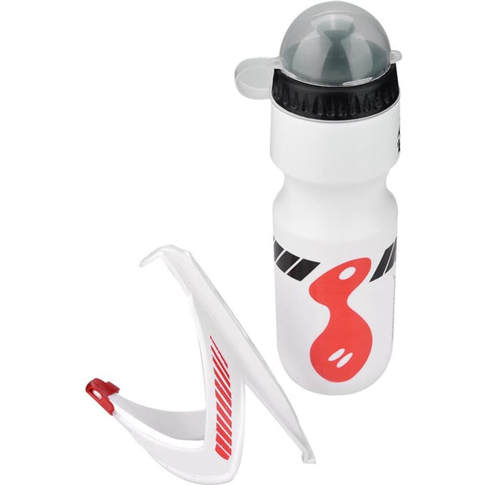Bouteille d'eau 650 ml avec Porte-bidon pour Vélos de Cyclisme et VTT blanc