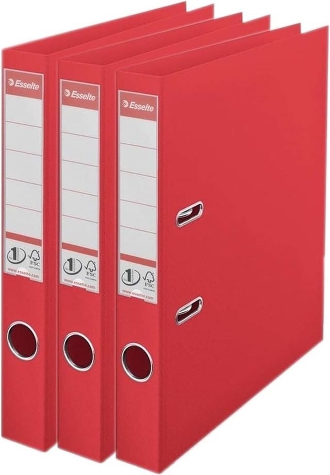 Esselte Ringband mappen/ordners - 3x - rood - A4 - opbergen - kantoorartikelen
