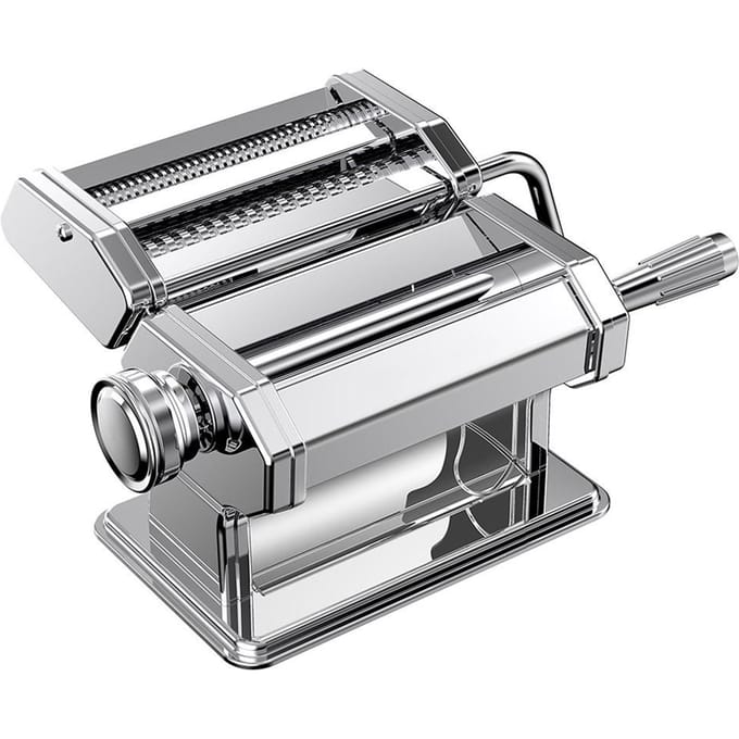 Handmatige Pastamachine met 6 Instelbare Dikte-instellingen 2-in-1 Noodlemaker voor Spaghetti zilver
