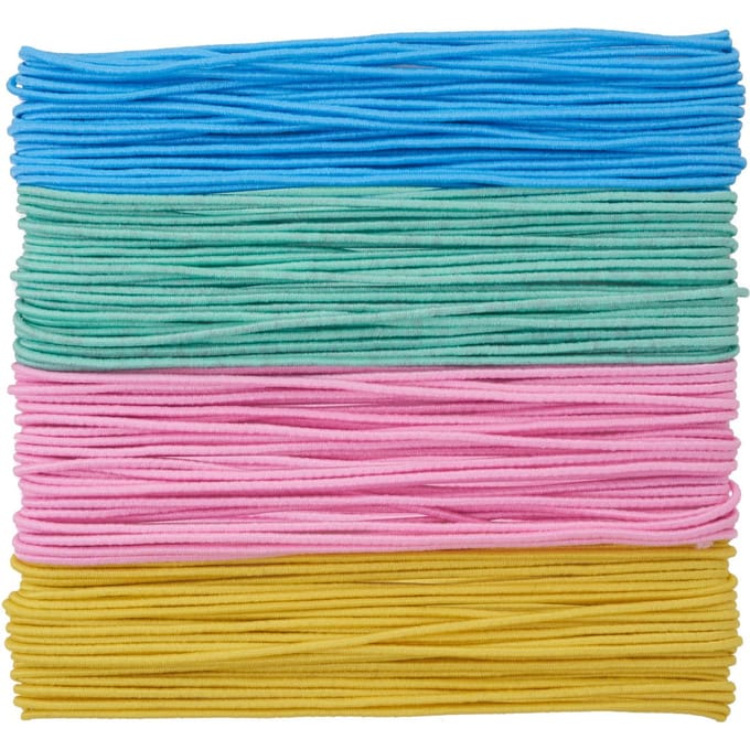 Folia elastiek touw | 5 m | pak van 4 stuks in geassorteerde pastelkleuren