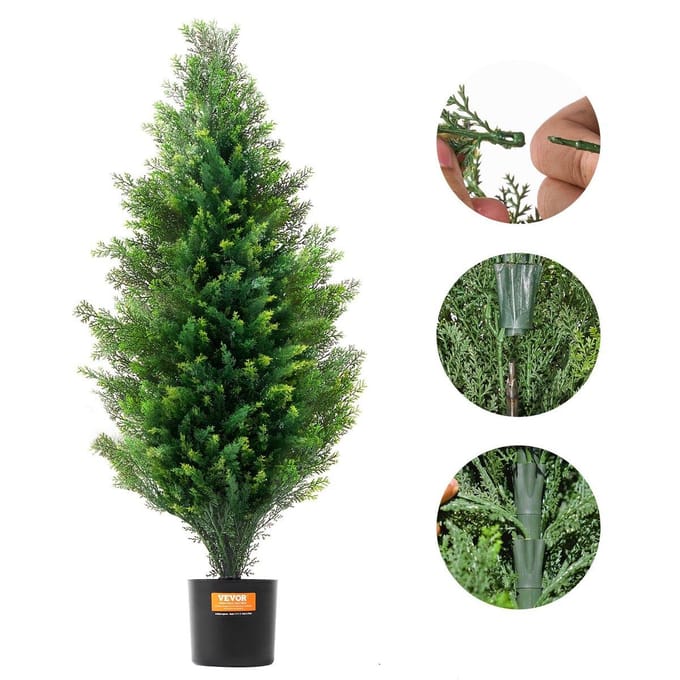 2 Stuks 3' Kunstmatige Ceder Topiary Boom Nep Plant UV Decor Binnen/Buiten