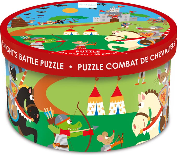 SCRATCH Puzzel - Riddergevecht - 60X43.5Cm - 60 Stukjes - 4 Jaar