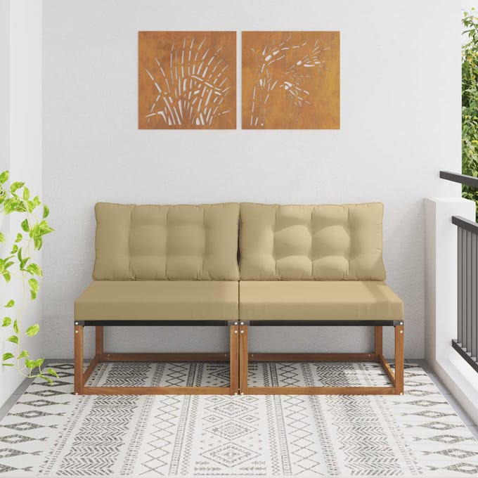 vidaXL - 2 - st - Buiten - Midden - Sofa - Massief - Acacia - Hout - Naturel