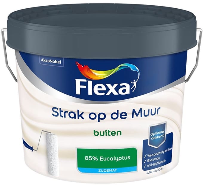 Flexa - Strak Op De Muur Buiten Zijdemat - 85% Eucalyptus - Mengverf - 2,5 L