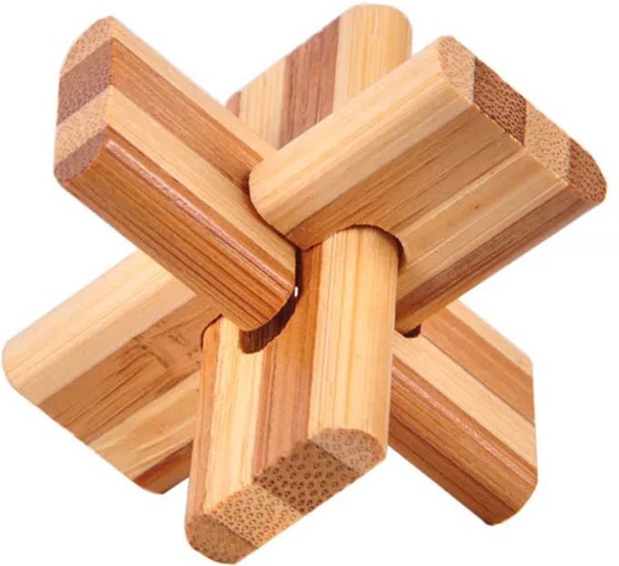 DW4Trading 3D Bamboo Breinpuzzel Kruis - 5x5 cm