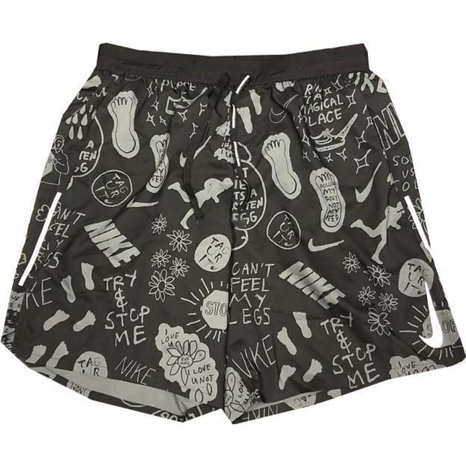 Nike Casual Atletische Straight-Leg Hardloopbroek met All-Over Print Heren Broeken Zwart AT7808-010 L gray