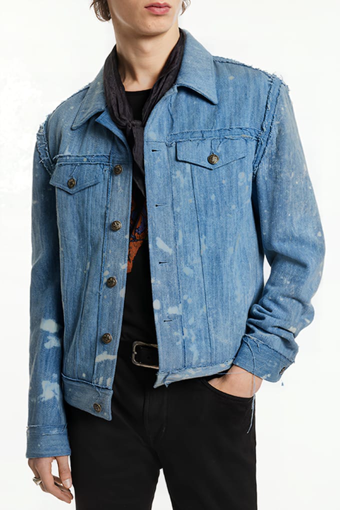 John Varvatos Trucker Jacket With Raw Edges Dutch Blue Größe: 48 | Jeansjacken Outlet | Herren | Blau