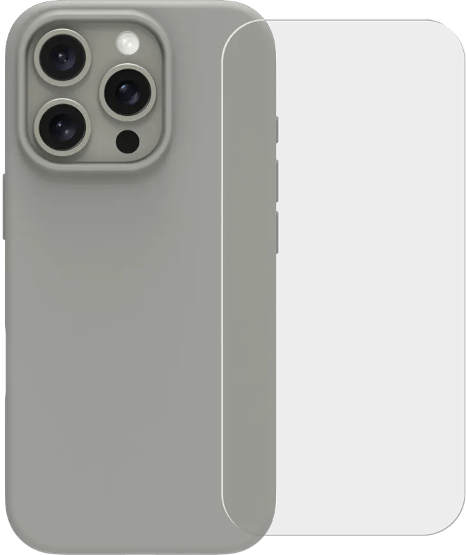 BlueBuilt Back Cover iPhone 16 Pro Grijs + Screenprotector Glas