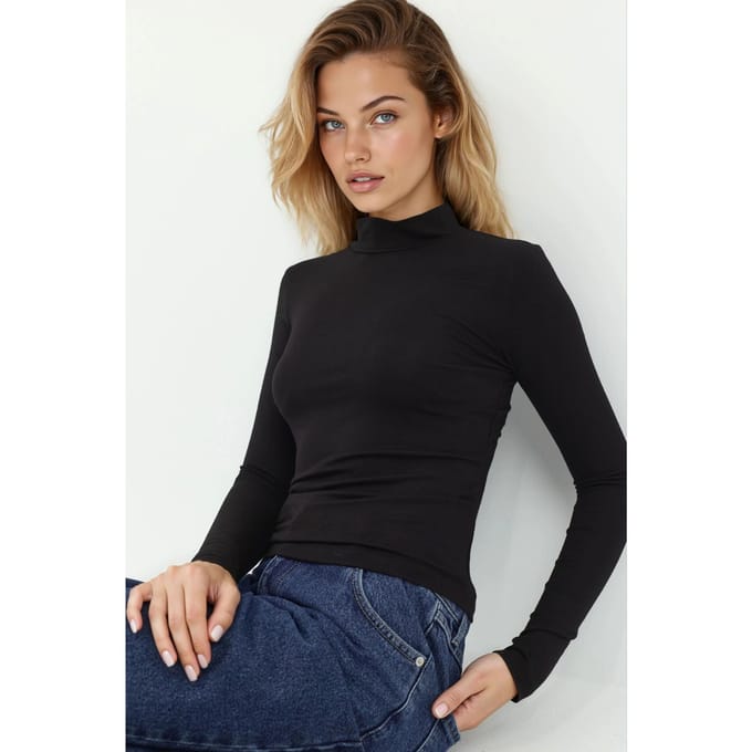 Slim Fit Coltrui met Lange Mouwen