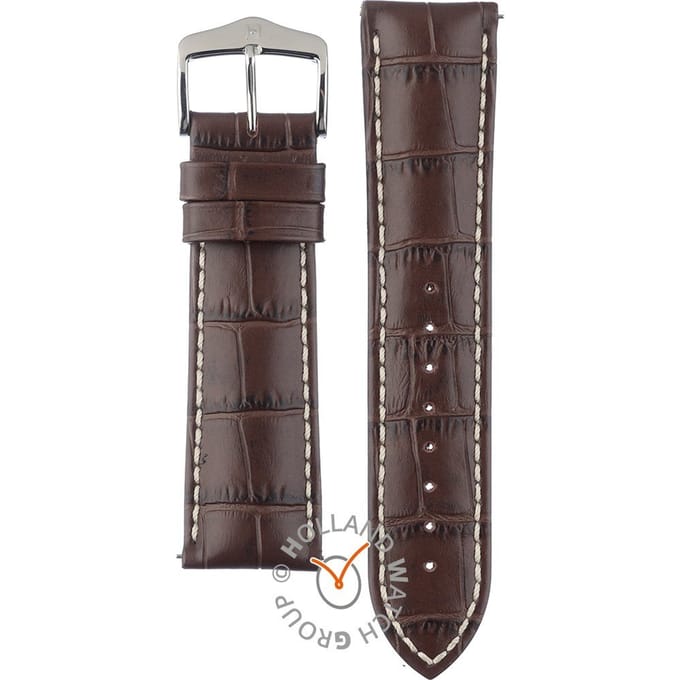 Hirsh Horlogeband -  Modena Donkerbruin  - Leer - 24 mm