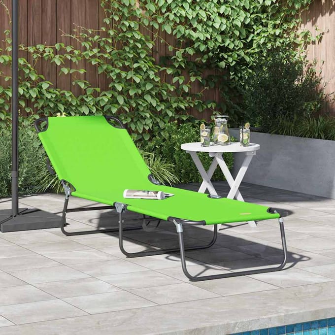 vidaXL - Opvouwbare - zonnebed - Groen - 188 - x - 57 - x - 86,5 - cm - Polyester