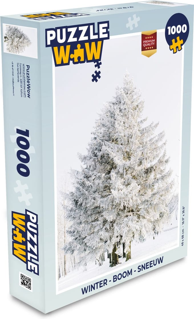 Puzzel Winter - Boom - Sneeuw - Den - Wit - Legpuzzel - Puzzel 1000 stukjes volwassenen