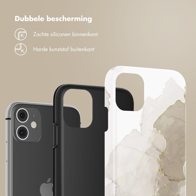 Selencia Hoesje - Geschikt voor Apple iPhone 11 - Backcover - Marble Light Brown