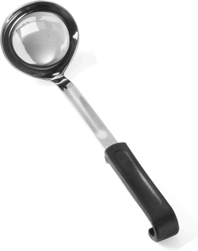HENDI Soeplepel – Polypropyleen handgreep – Roestvast staal – 0,11L – 300x80 mm – Vaatwasmachinebestendig