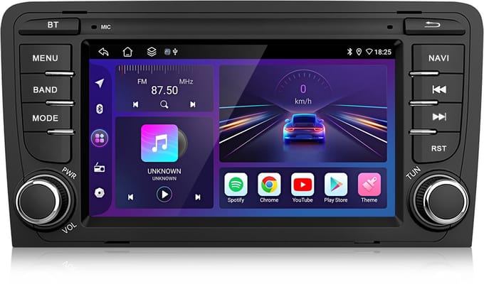 Junsun Android 15 Autoradio Geschikt Voor Audi A3 8P (2003-2013) Accessoires, 1GB+32GB, Draadloze CarPlay, DAB+, GPS-Navigatie, Bluetooth, 7-inch Touchscreen, DSP, Quad-core processor