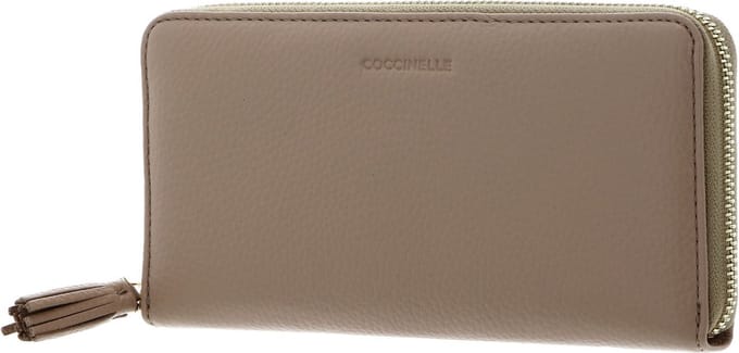 COCCINELLE Leren Portemonnee Tassel Zip Around Wallet Toasted Beige