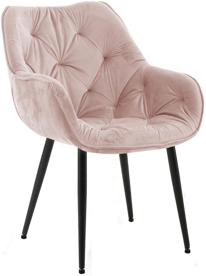 CLP Tanna Eetkamerstoel - Met armleuning - Velvet - Fluweel/roze