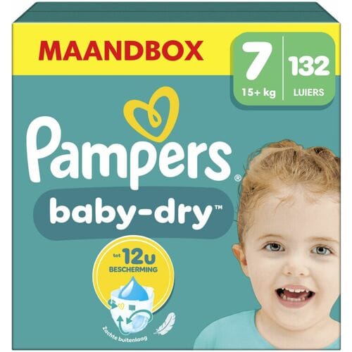 Pampers Baby-Dry Maat 7 - 132 Luiers - 15kg+ - Maandbox