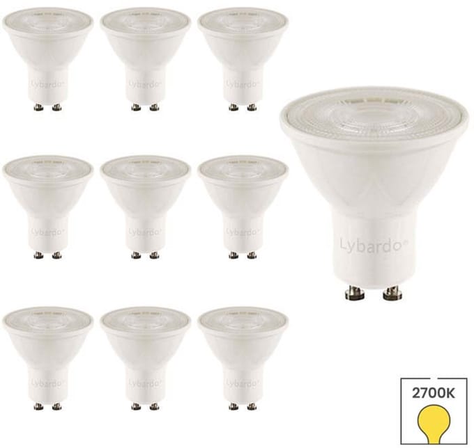Lybardo - GU10 LED Lamp - 10-pack - 2.4W - 2700K Warmwit Licht