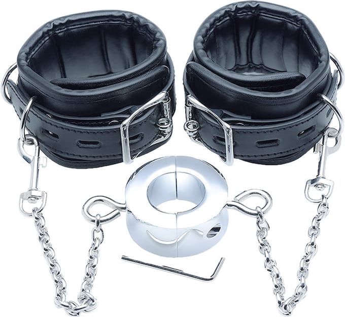 Black Label - Stainless Steel Ballstretcher w. Ankle Restraints
