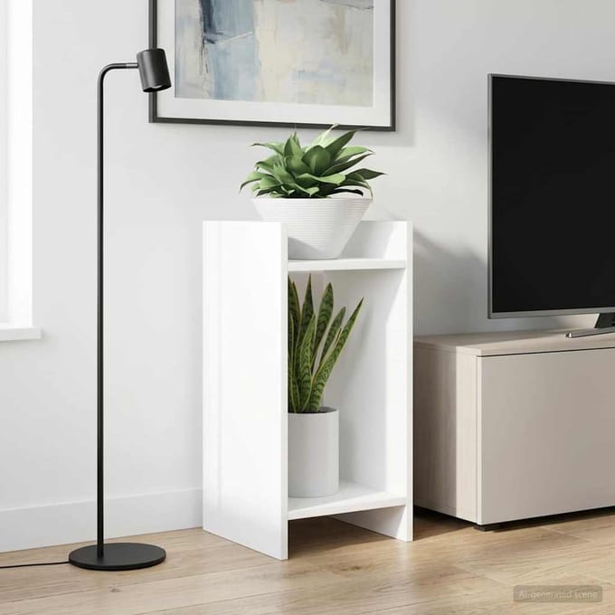 vidaXL - Plantenstand - Wit - 30 - x - 30 - x - 60 - cm - Bewerkt - hout