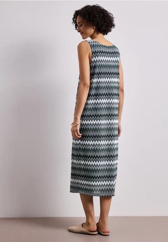 Midi-jurk met V-hals in jacquardstof