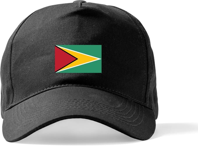 Zwarte Pet Beechfield met Wereldvlaggen, land Guyana klittenbandsluiting
