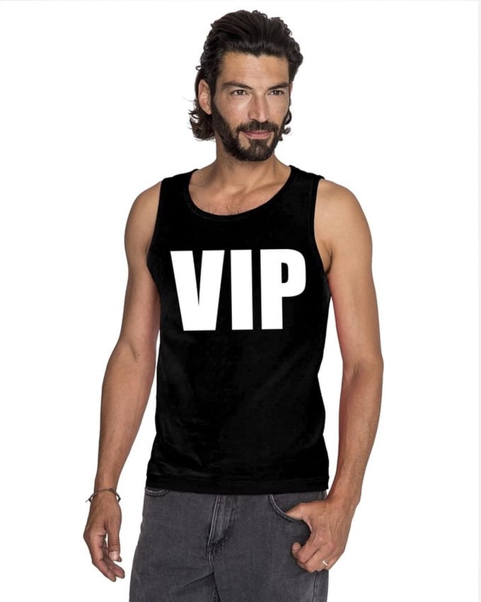 VIP tekst singlet shirt/ tanktop zwart heren M