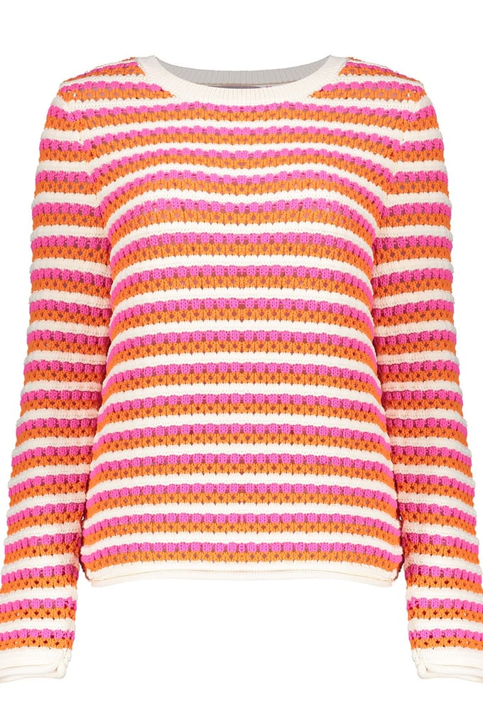 Geisha Pullover Ajour Stripes Orange/fuchsia/off-white Größe: XS | Pullover Outlet | Damen | Orange