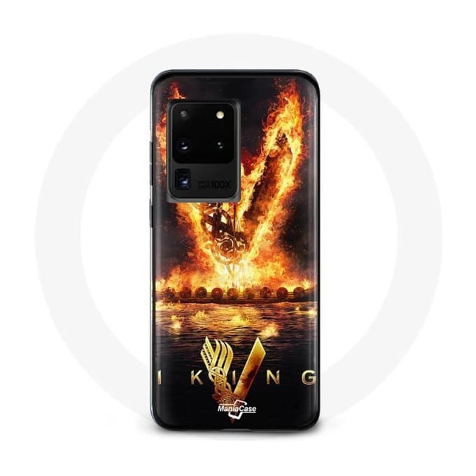 Coque - Vikings - Samsung Galaxy S20 Ultra - Logo V Epée de Feu - Noir - Protection Rigide noir