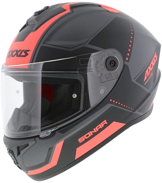 Axxis Draken S helm Sonar mat zwart grijs roze