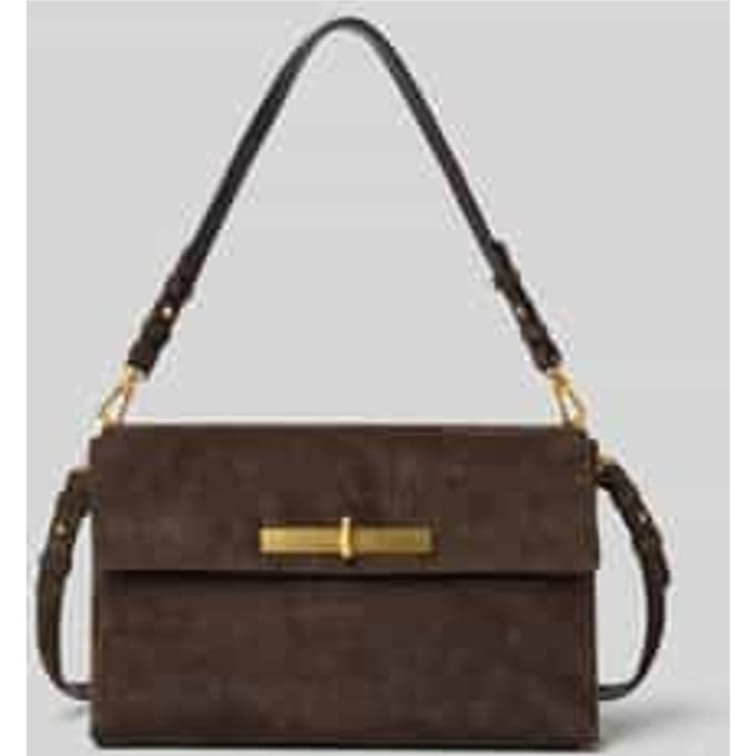 abro schoudertas Leather Suede Twist Shoulder Bag Dark Brown donkerbruin