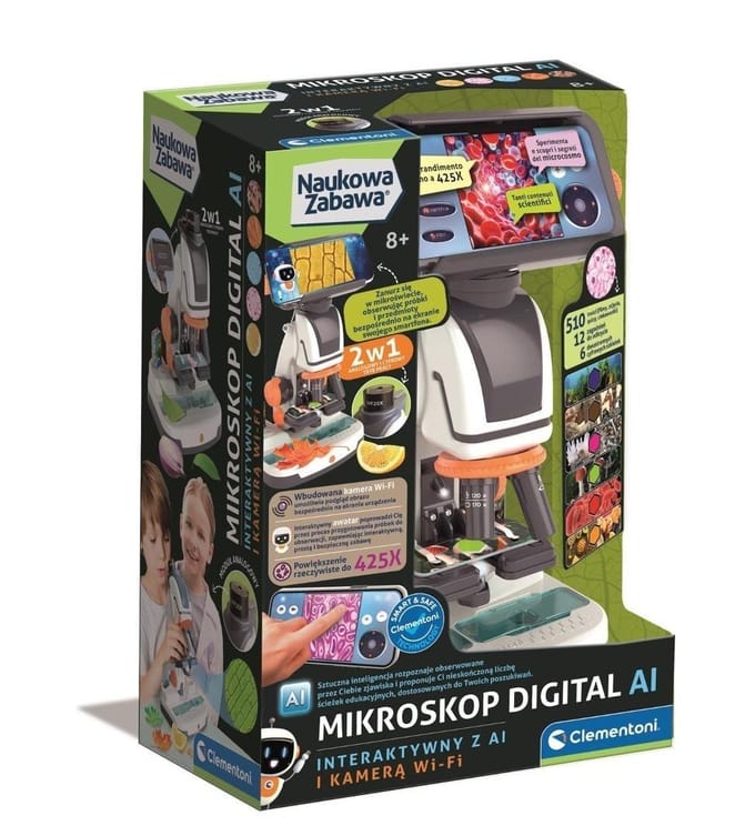 Wetenschappelijk leuke interactieve digitale microscoop met Ai- en Wi-Fi-camera Clementoni 50406
