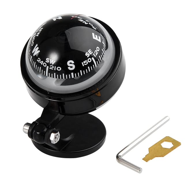 Auto Dashboard Mount Navigatie Kompas Bal Plastic Richtingaanwijzer Camping Wandelen zwart