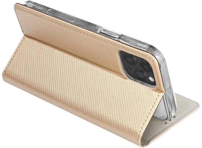 Jaym, Hoesje geschikt voor Apple iPhone 14 Pro Max - Magnetisch Folio met Standaard, Goud