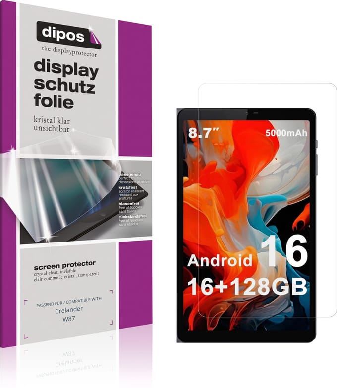 dipos – 2x Beschermfolie geschikt voor Crelander W87 | Krasbestendige & heldere Screenprotector Ultra-Thin