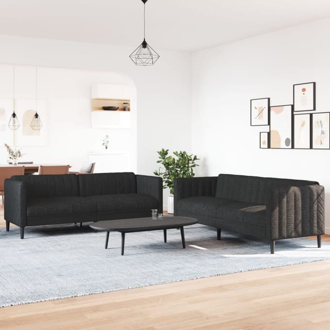 vidaXL - 2-delige - Loungeset - stof - zwart