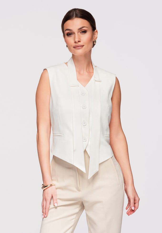OMBRE Gilet - Regular Fit - Knopen - Effen Wit M
