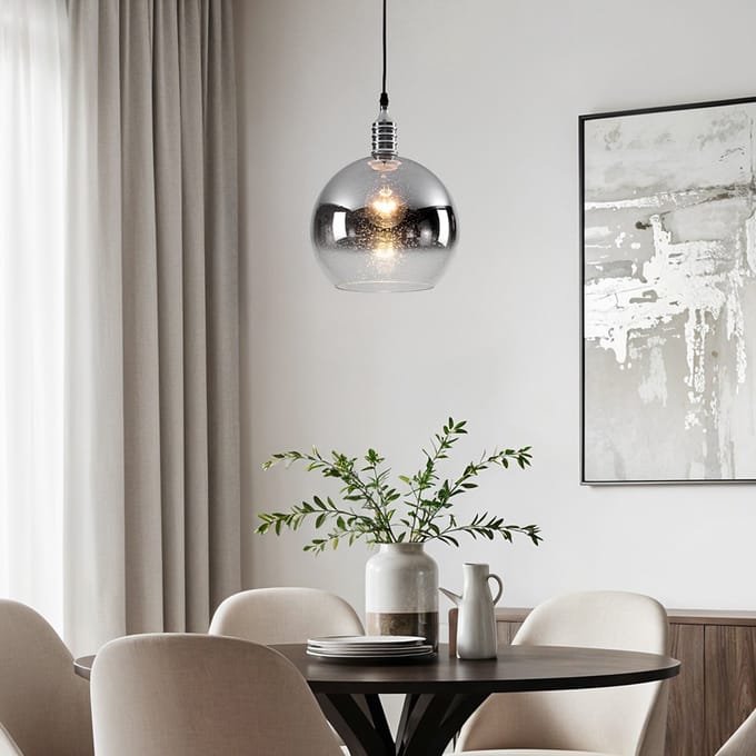 Design hanglamp met smoke glas spiegelbol - London