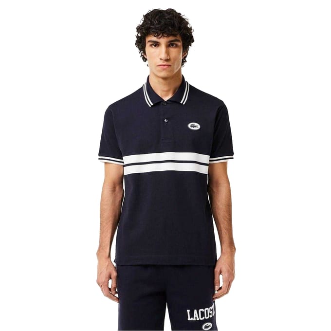 Lacoste Heren Gestreept Premium Katoenen Poloshirt (Zwart)