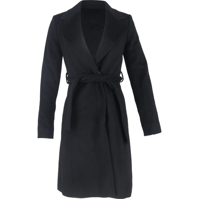 Hugo Boss jas met riem in zwarte wol