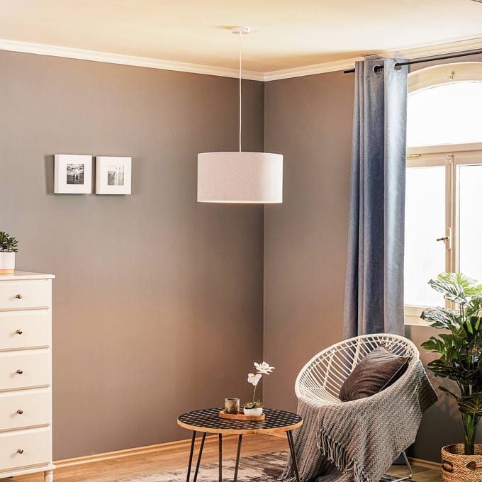 Duolla Hanglamp Bristol, geweven patroon, grijs